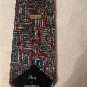 Brioni Red and Blue Geometric Men's Tie